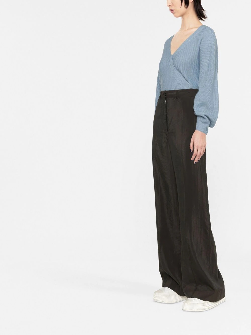 long-sleeve wrap jumper - 3
