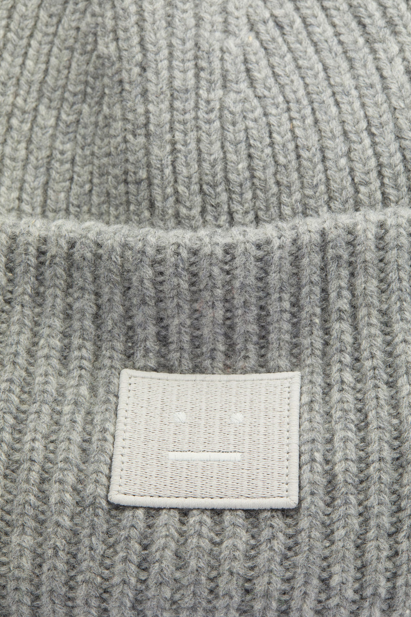 Rib knit beanie hat grey melange 3