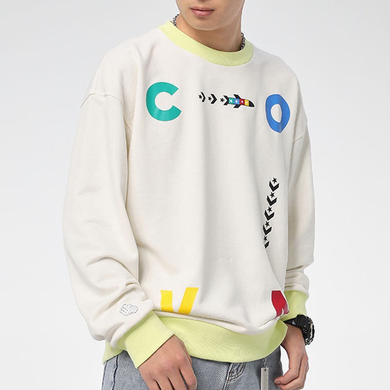 Converse Sports Contrast Letter Print Crew Neck Sweatshirt 'White' 10022414-A02 - 5