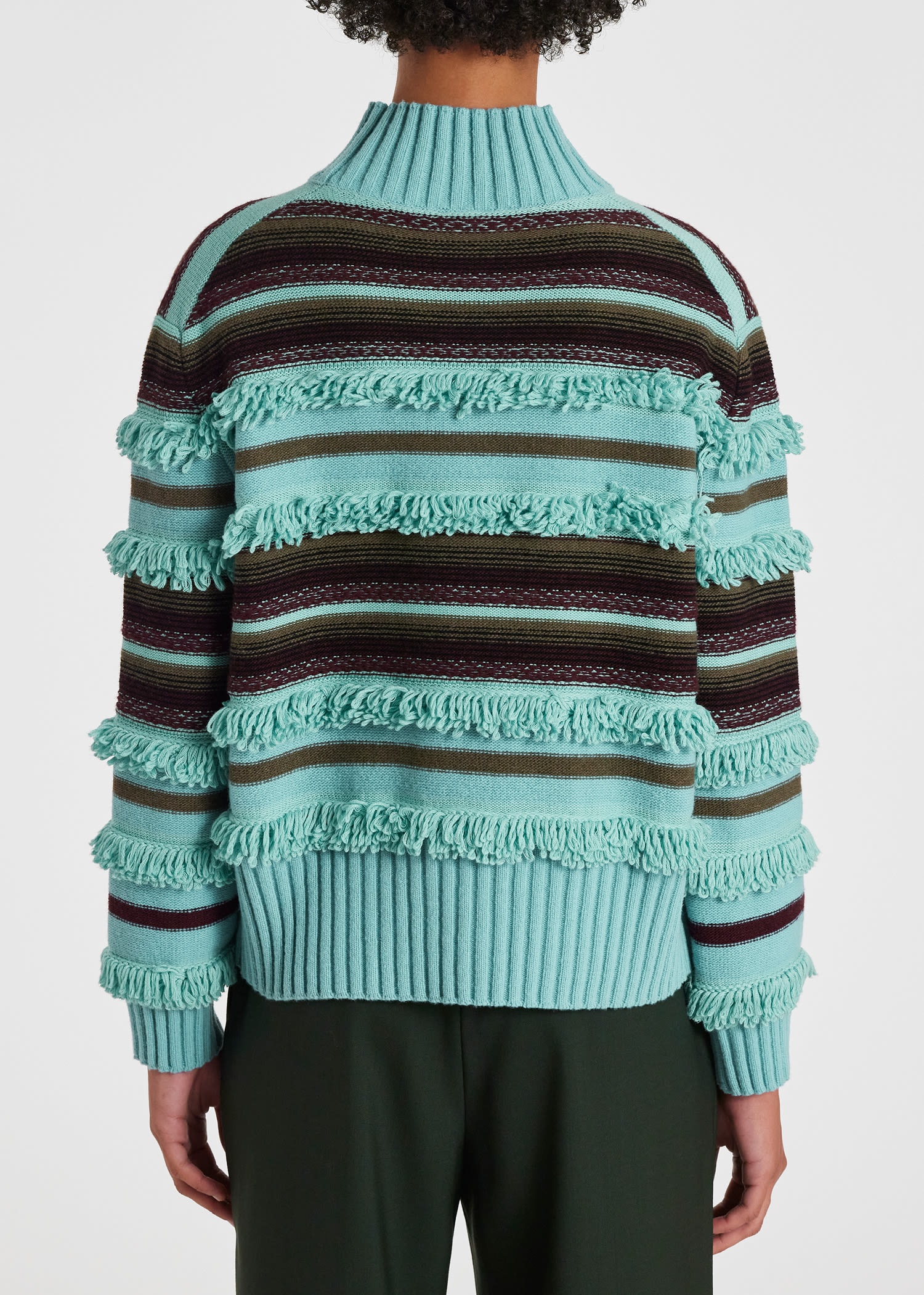 Stripe Fringe Trim Wool-Blend Sweater - 4