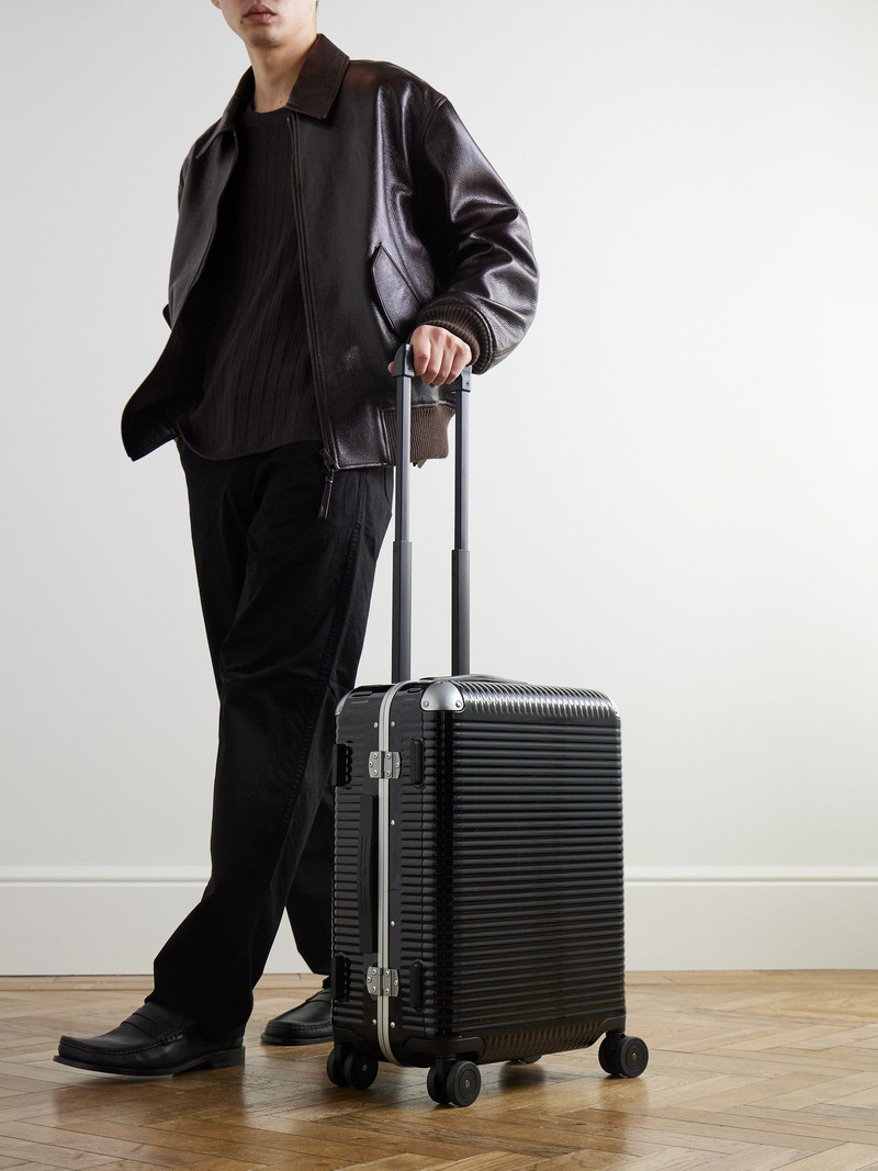 FPM Milano Bank Light 55cm Leather-Trimmed Polycarbonate Spinner Suitcase Black outlook