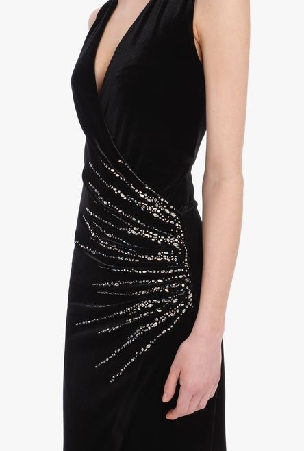 Long rhinestoned velvet dress - 9