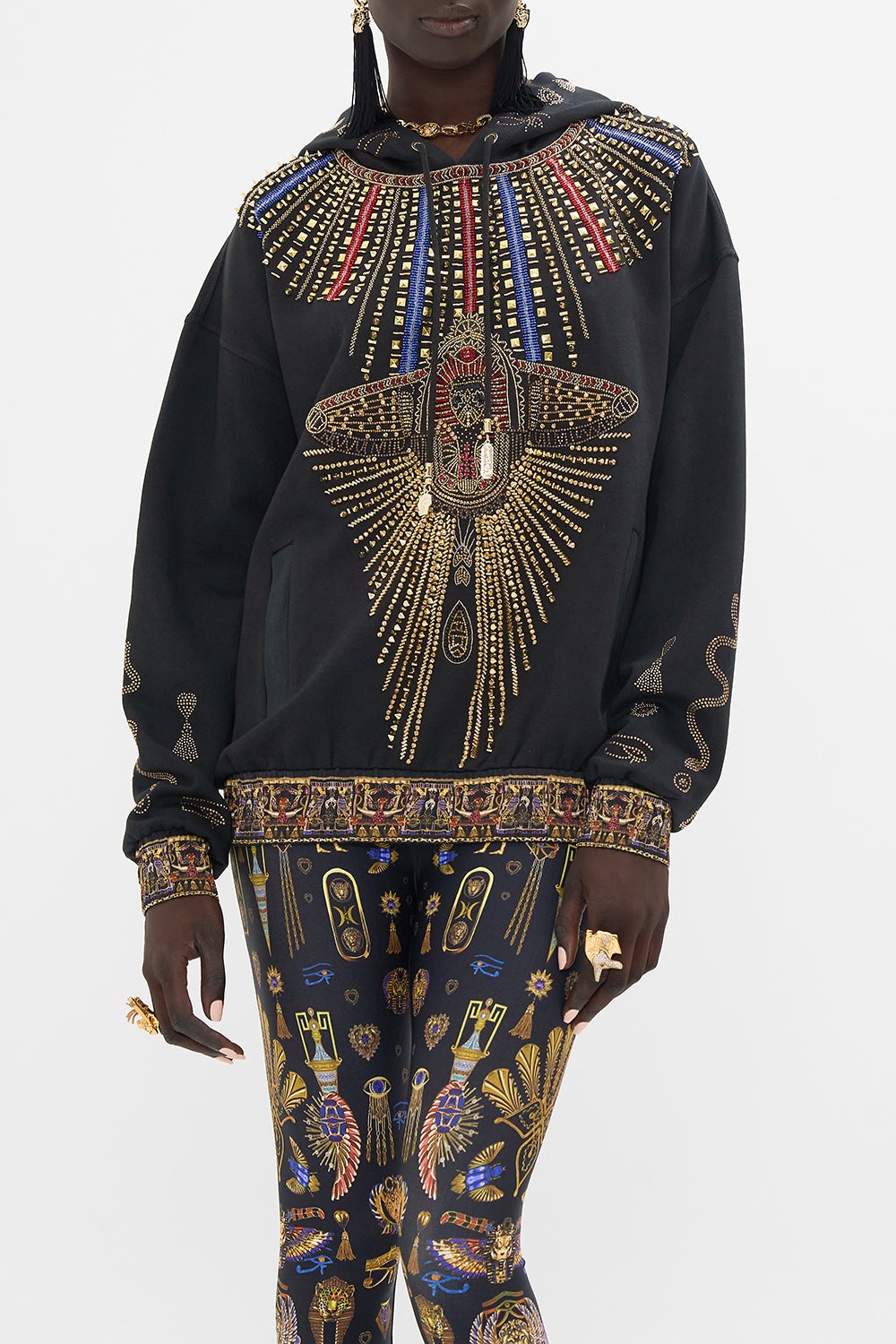 EMBROIDERED HOODIE WITH SIDE POCKETS - 5