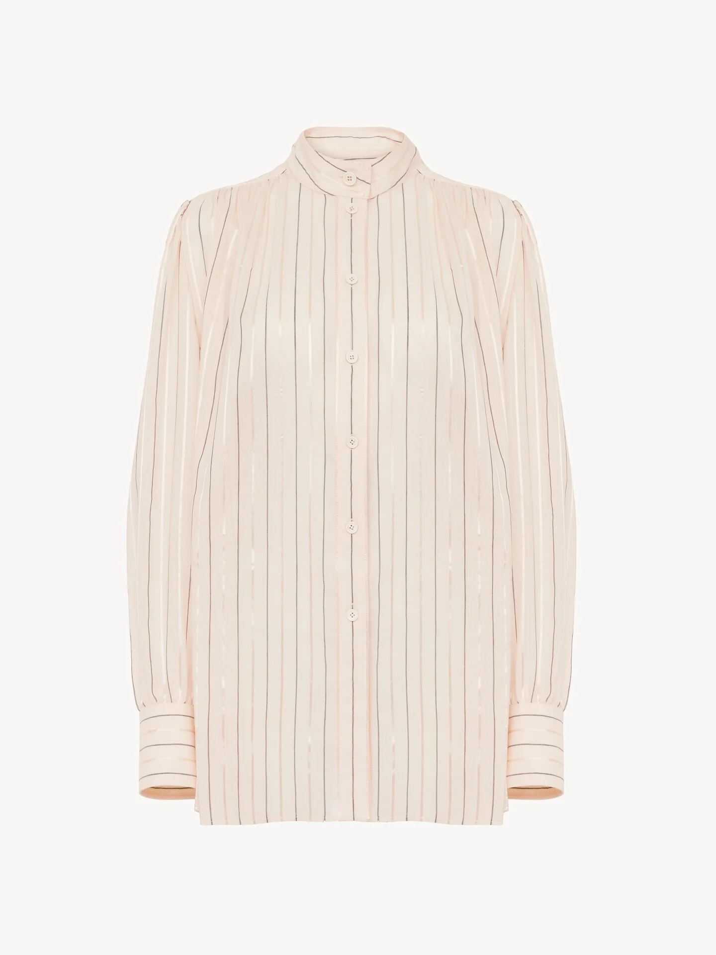 GATHERED BLOUSE IN COTTON & SILK POPLIN - 1