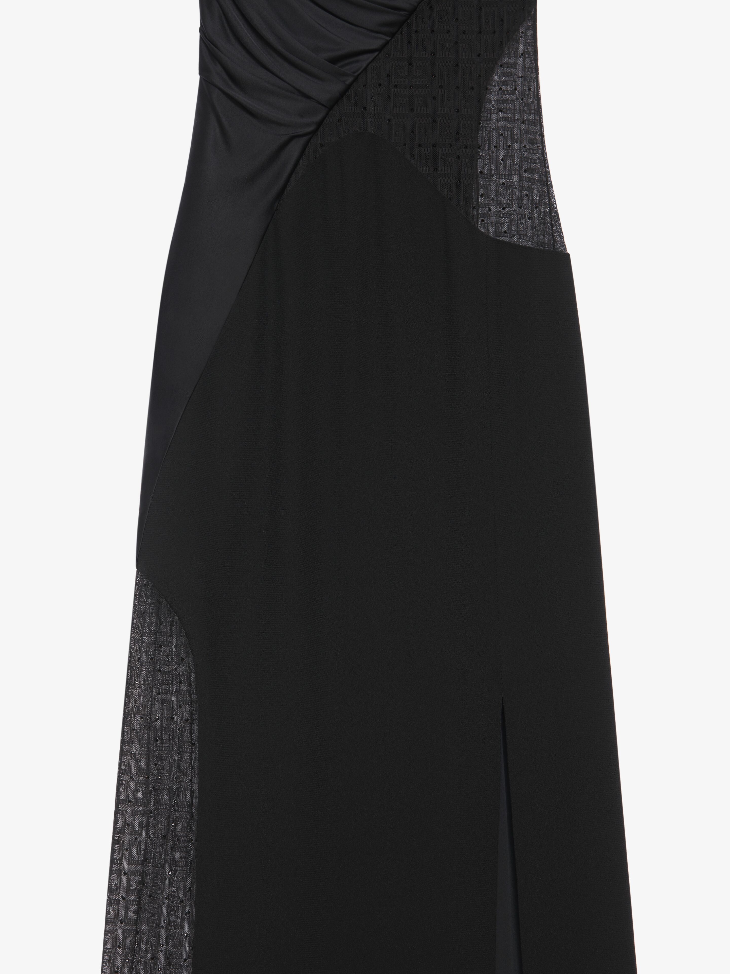 EVENING SATIN DRESS AND 4G LACE WITH RHINESTONES - 2