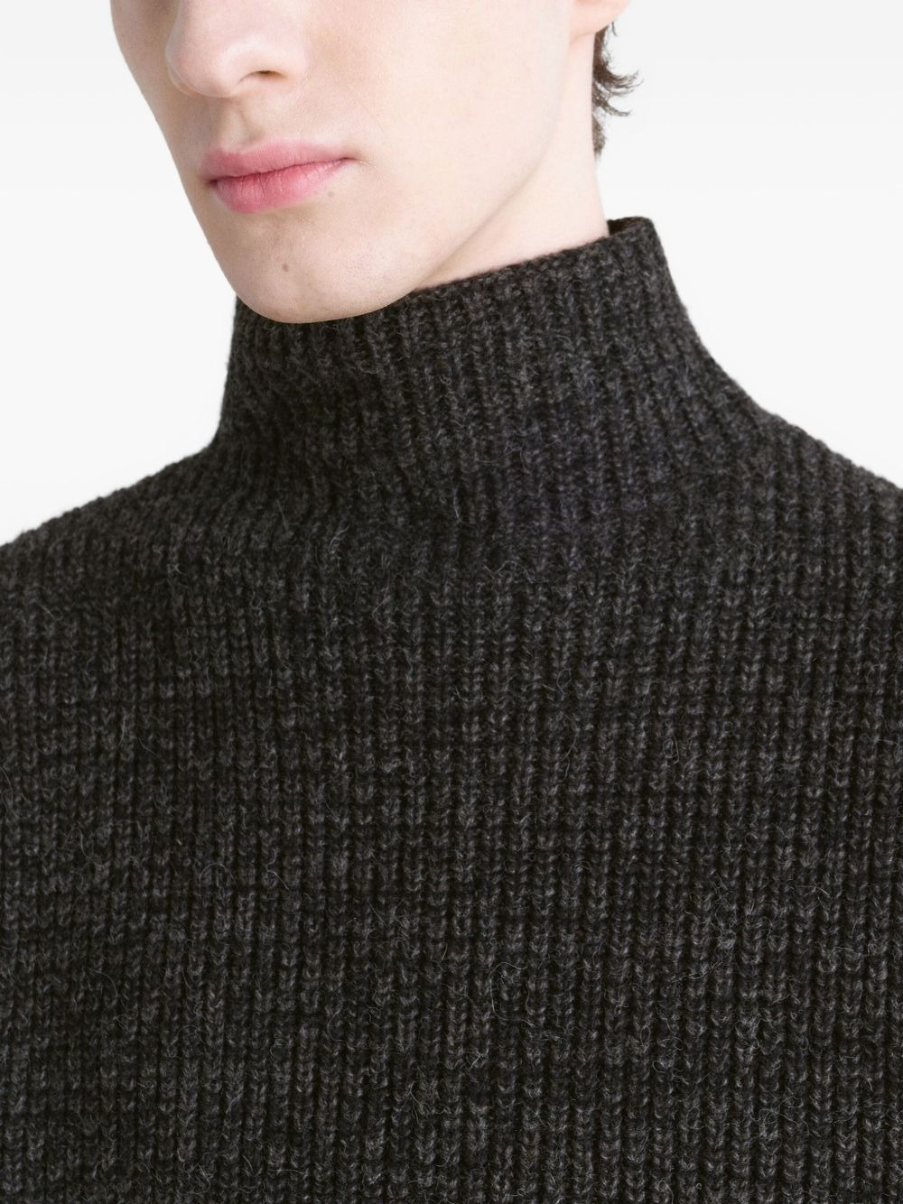 high-neck ribbed sweater - 5