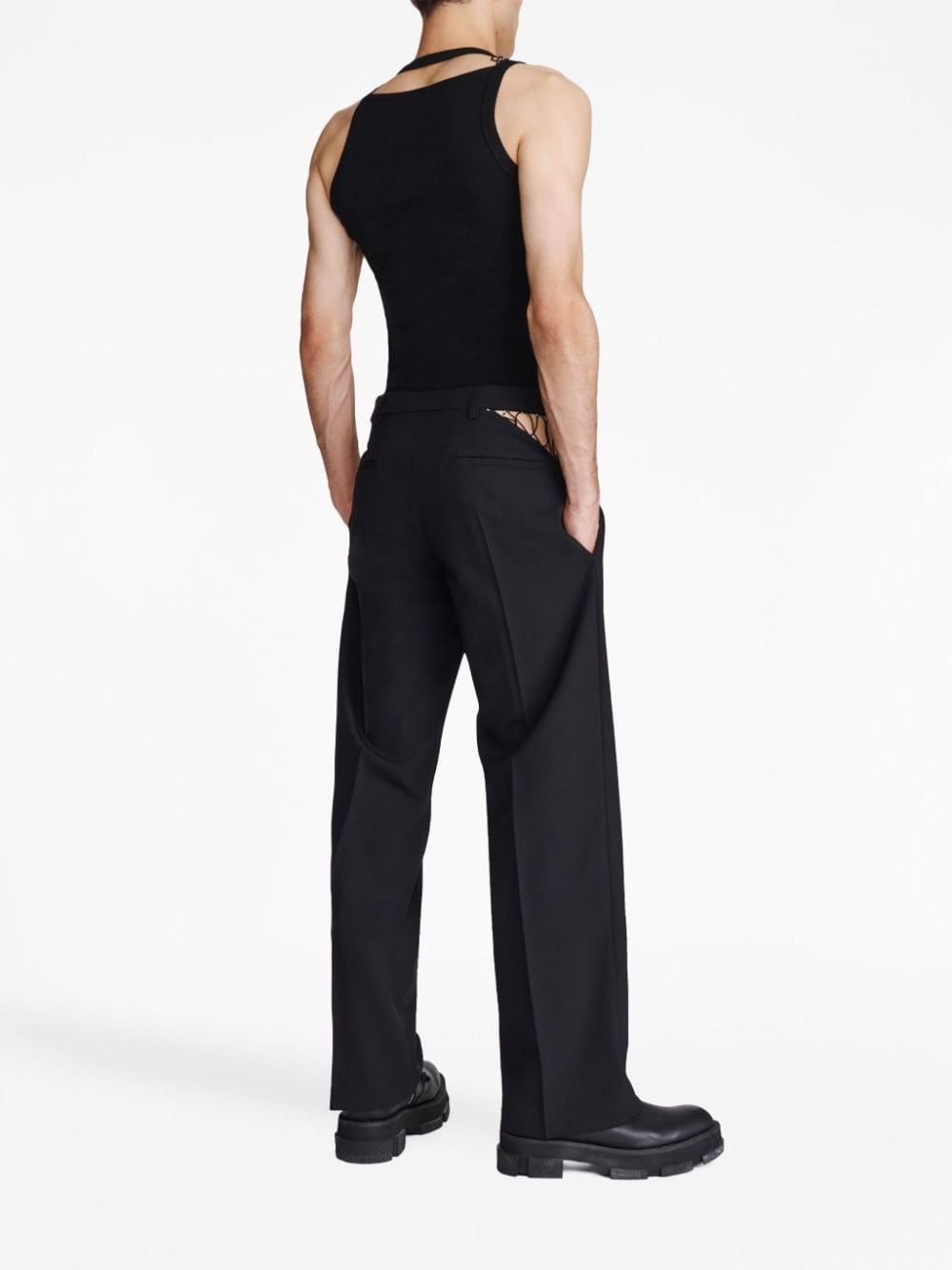 cut-out wool trousers - 4