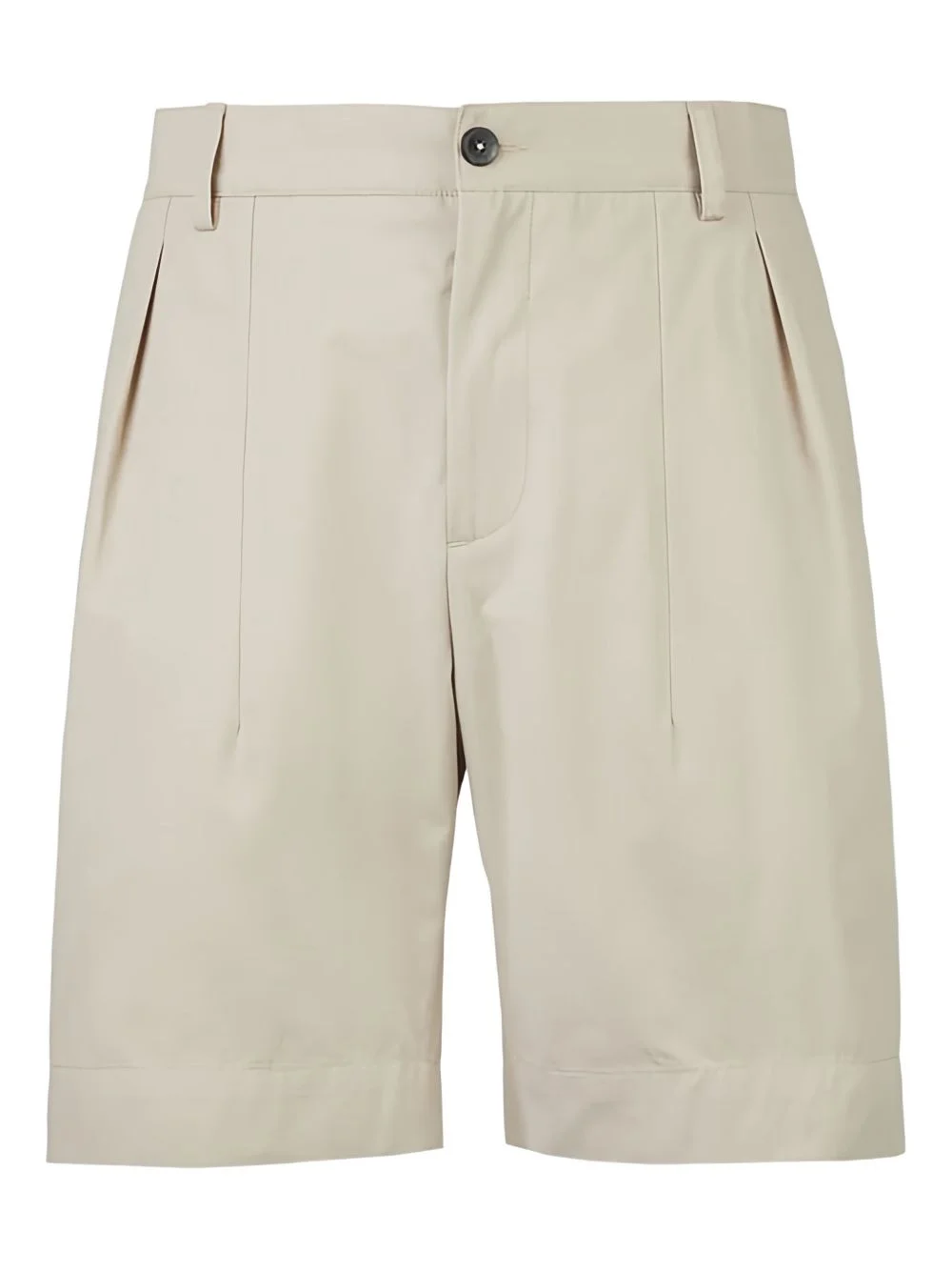 pleated-front cotton shorts - 1