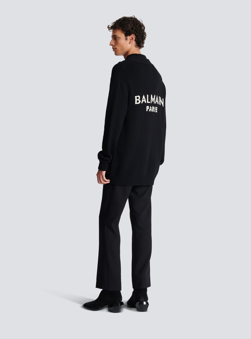 Knit cardigan with Balmain logo 4