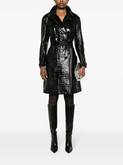 TOM FORD crocodile-effect leather trench coat outlook