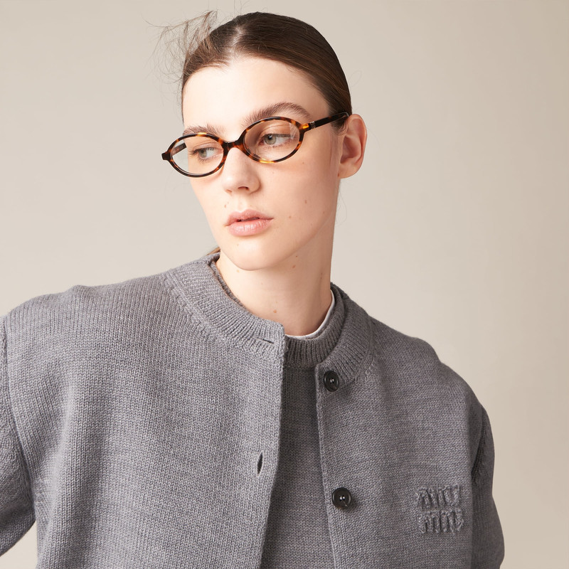 Wool and nylon knit cardigan 4