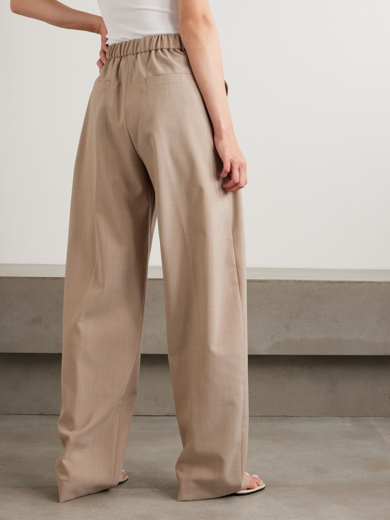Salvo pleated grain de poudre wool wide-leg pants Beige - 4