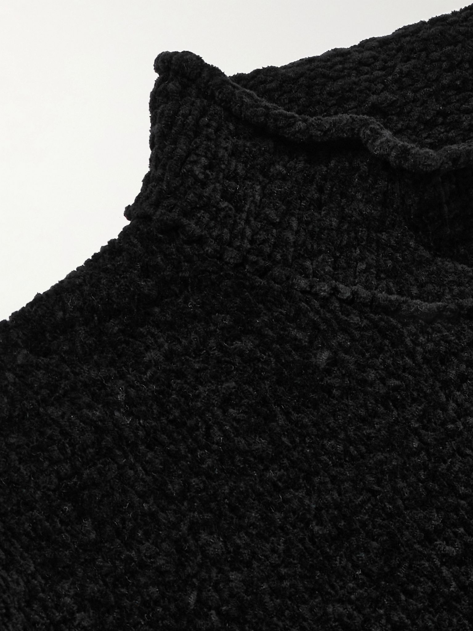 Logo-Appliquéd Cotton-Chenille Mock-Neck Sweater Black - 4