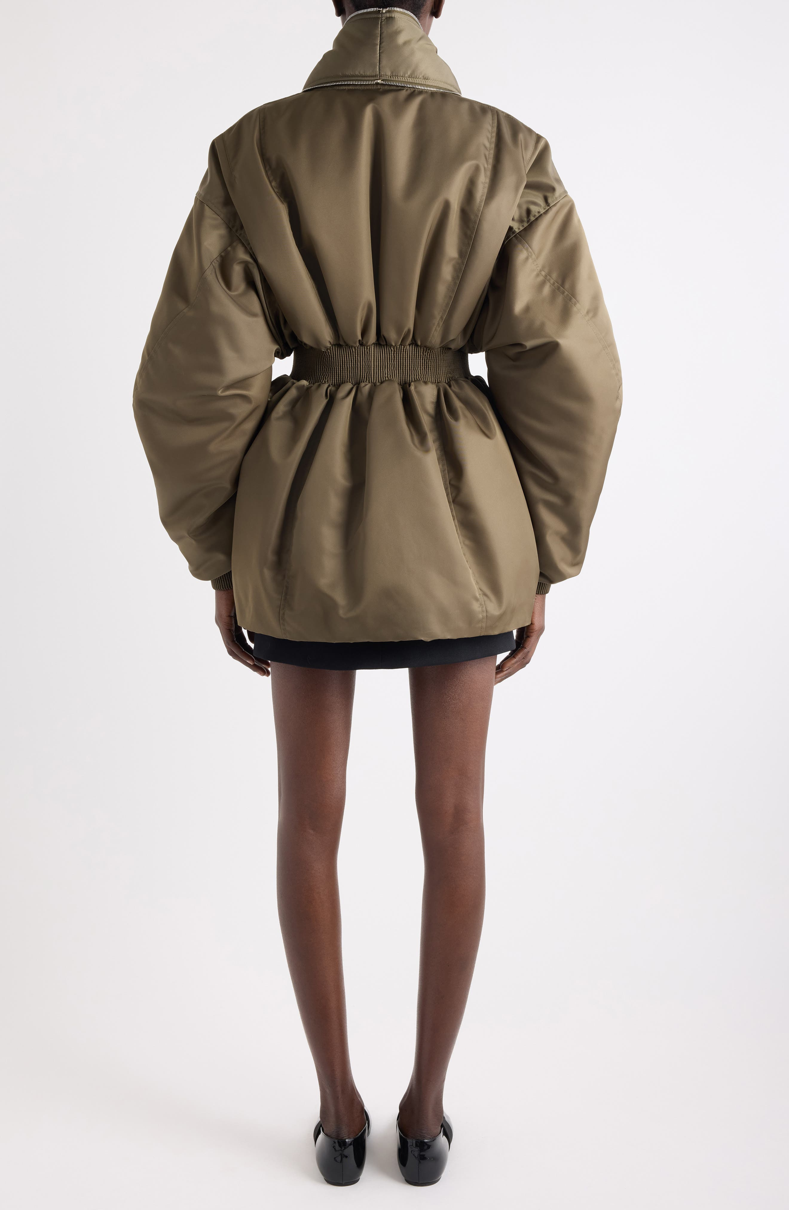 Givenchy Zip Shawl Collar Long Bomber Jacket in Khaki at Nordstrom - 3
