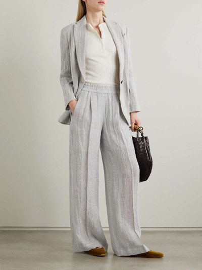 Brunello Cucinelli Crinkled linen-blend wide-leg pants outlook