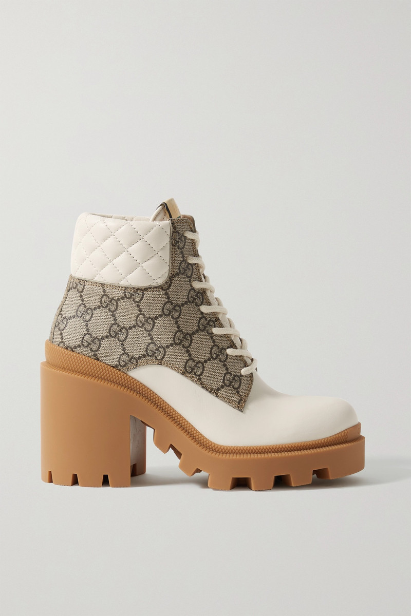 Trip logo-print coated-canvas and leather ankle boots - 1