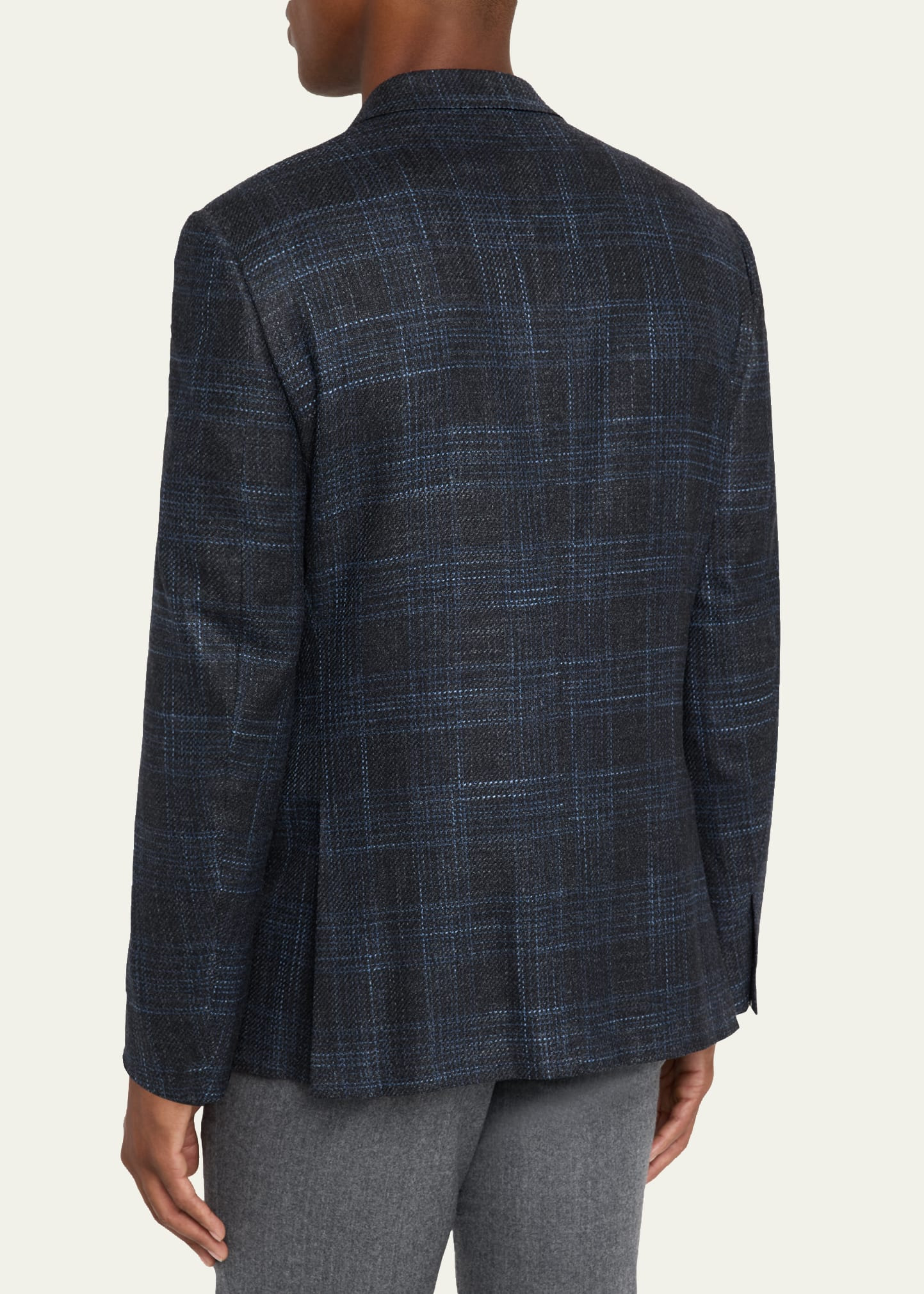 Men's Plaid Winter Crossover Single-Breasted Sport Coat - 3