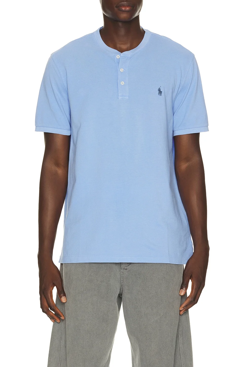 Short Sleeve Garment Dyed Featherweight Mesh Henley T-Shirt - 1