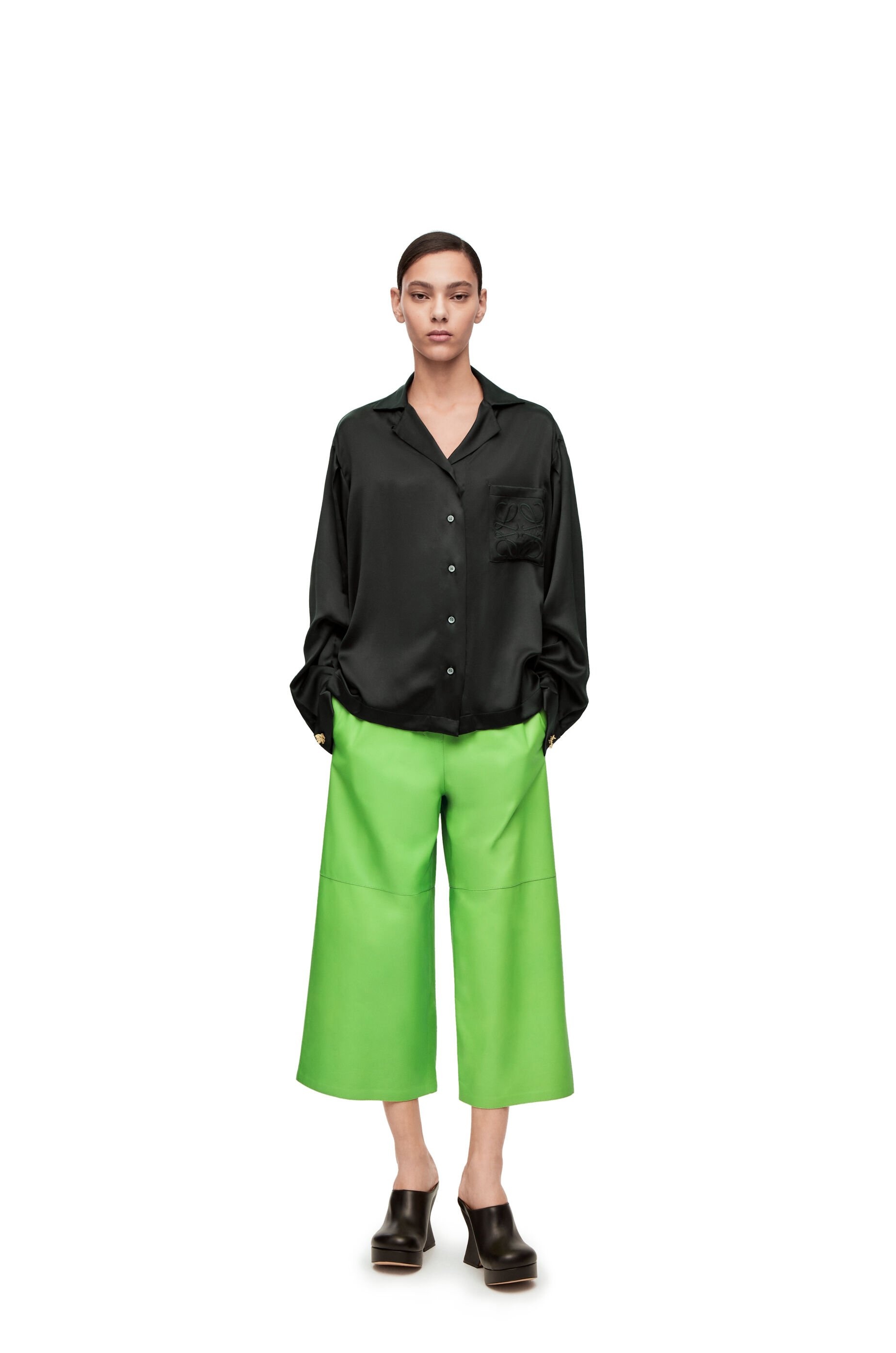 Cropped trousers in nappa - 2