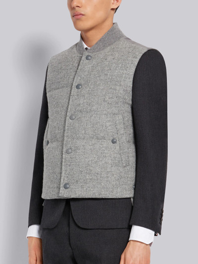 Thom Browne Light Grey Down Filled Shetland Wool Snap Front Vest outlook