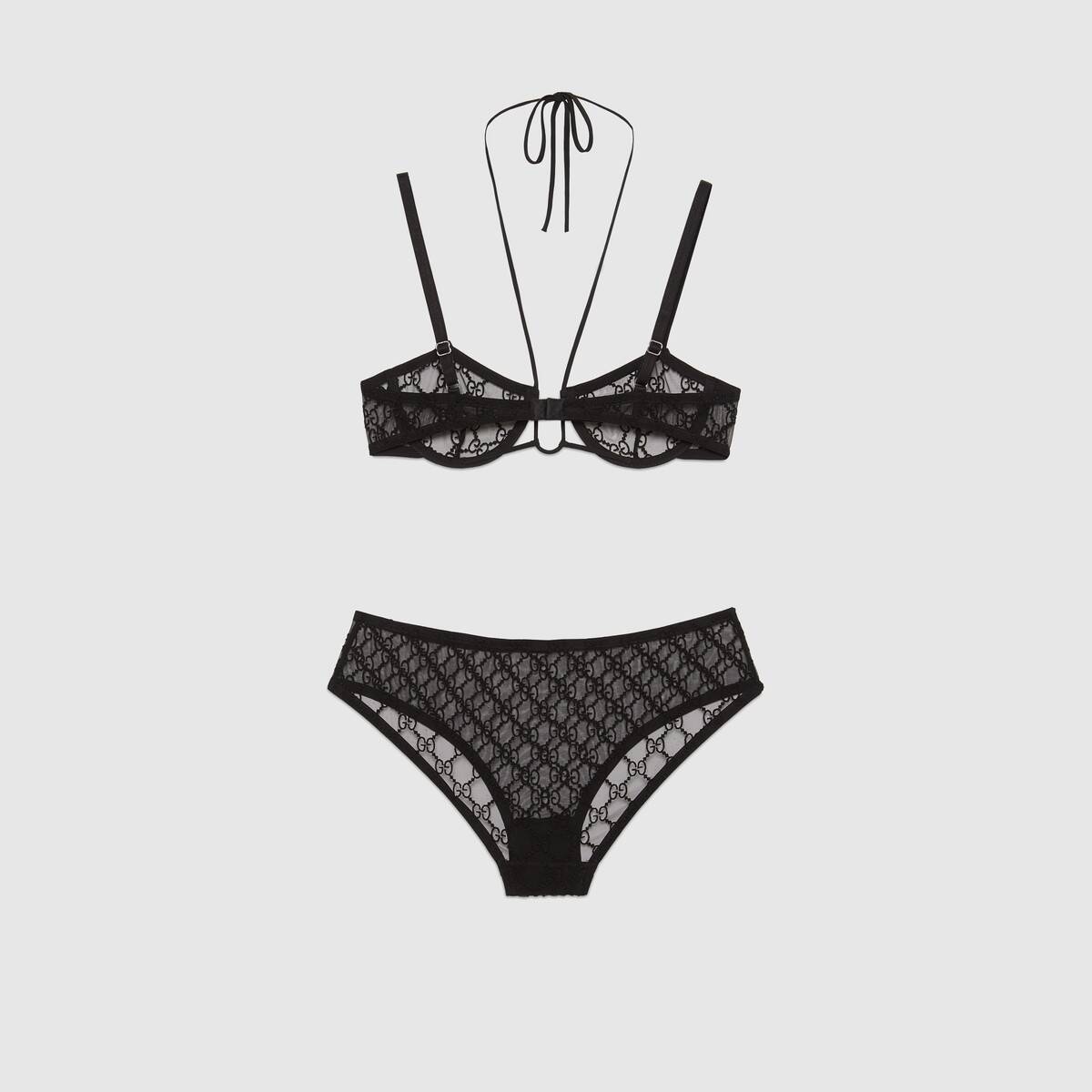 Gucci Gg Logo Sheer-lace Lingerie Set