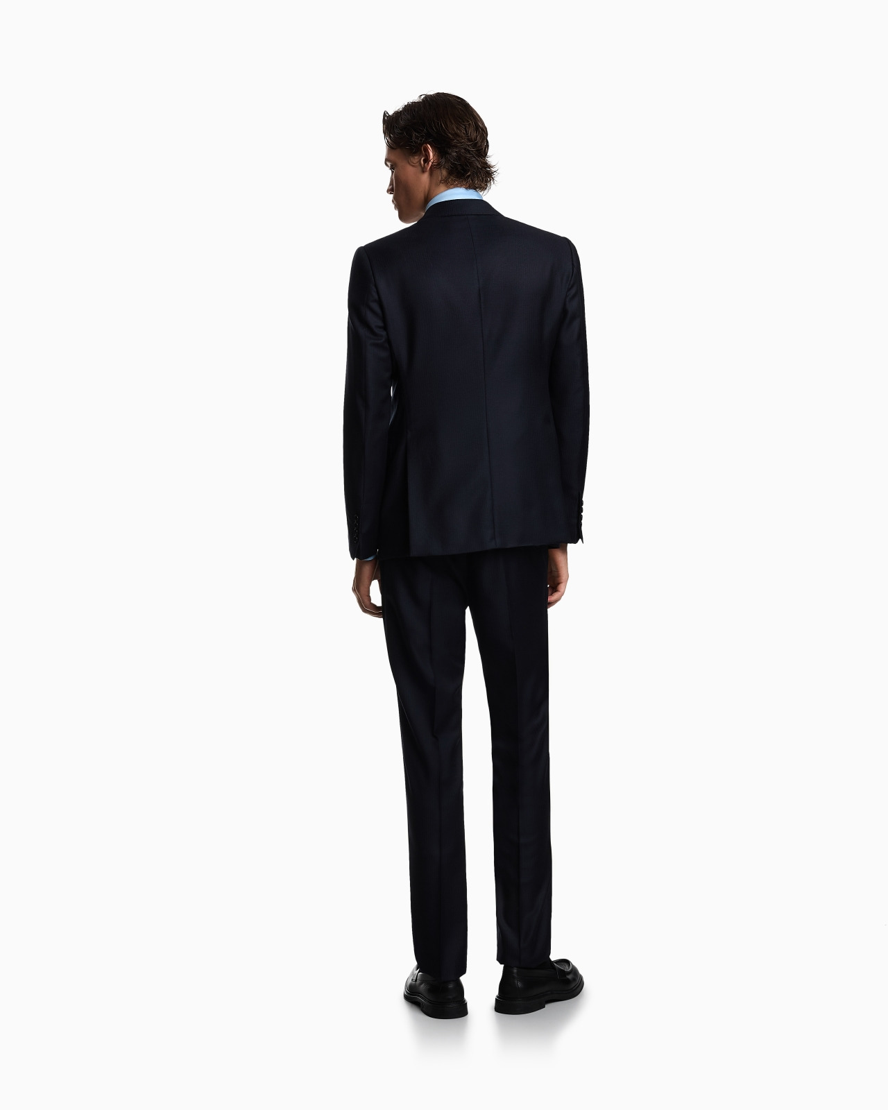 REGULAR-FIT SINGLE-BREASTED SUIT IN STIPPLED MICRO-CHEVRON VIRGIN WOOL - 3
