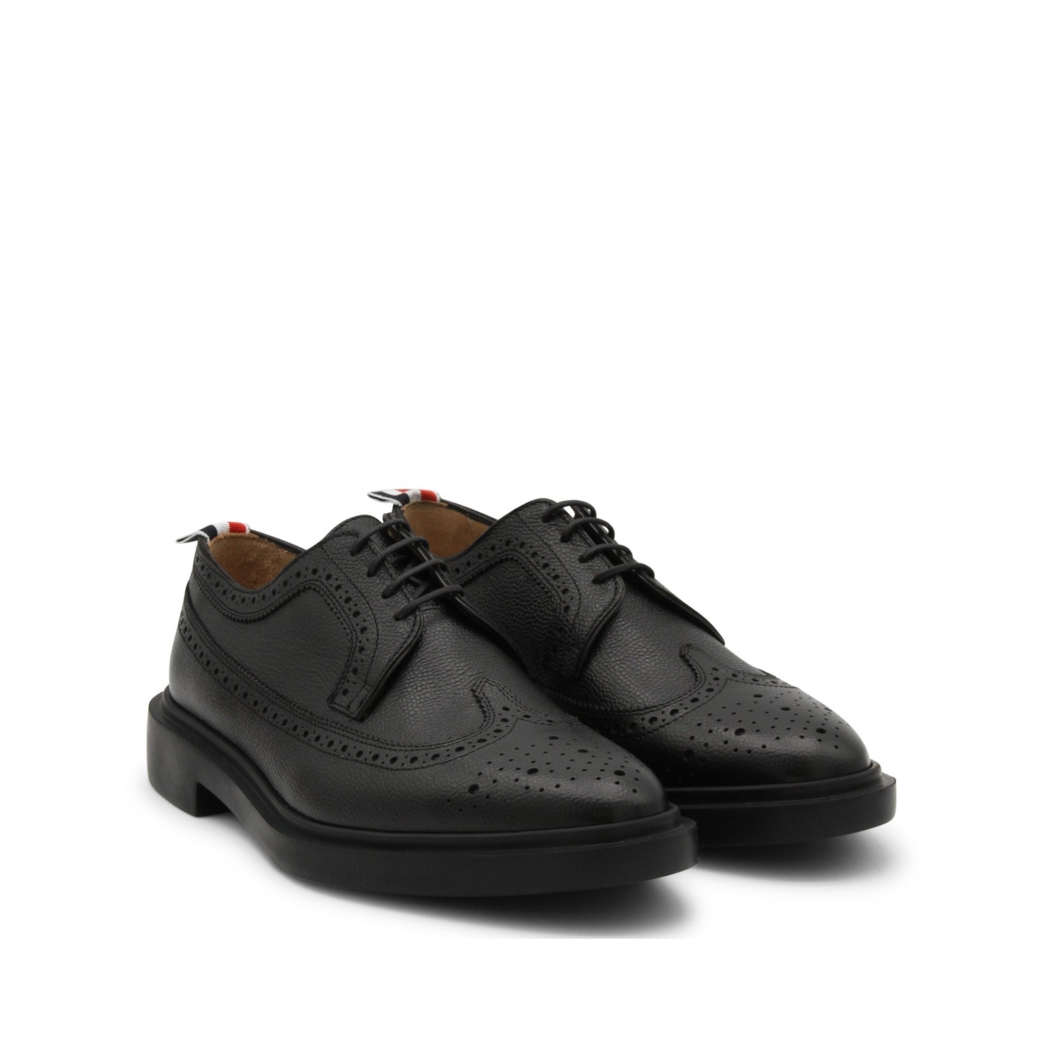 BLACK LEATHER LONGWING BROGUES - 2