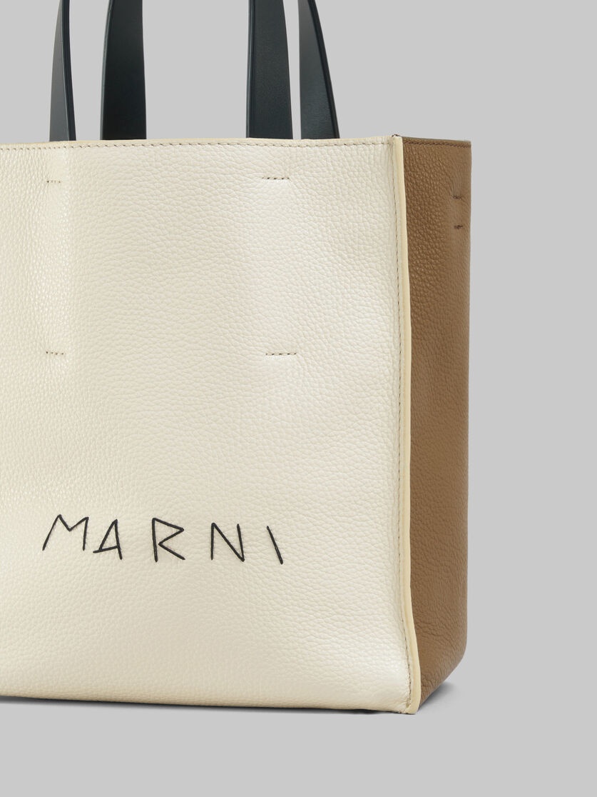MUSEO SOFT MINI BAG IN IVORY AND BROWN LEATHER WITH MARNI MENDING - 5