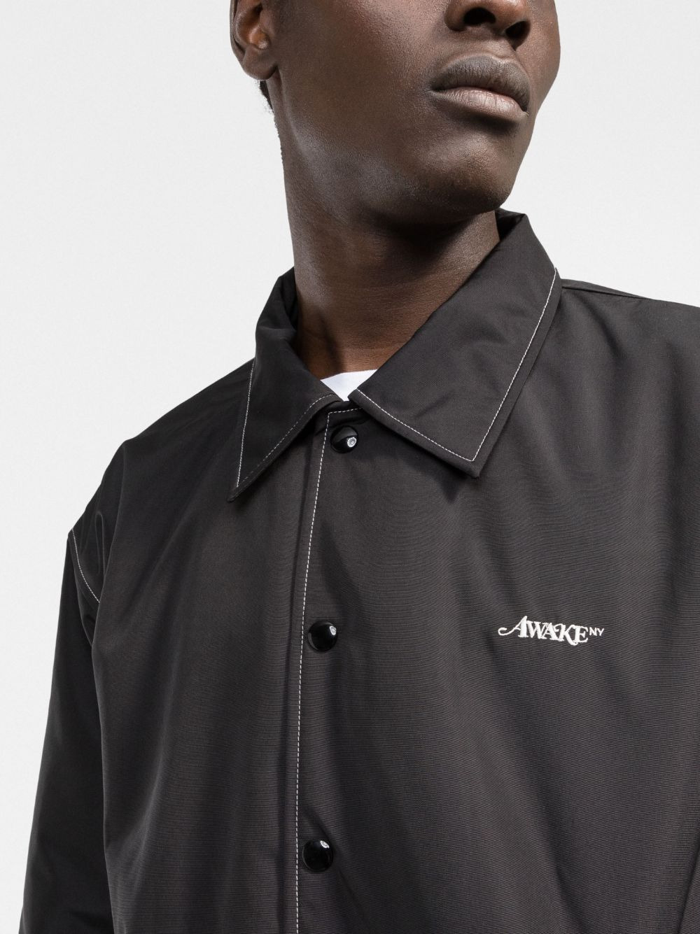 embroidered-logo long-sleeve jacket - 5
