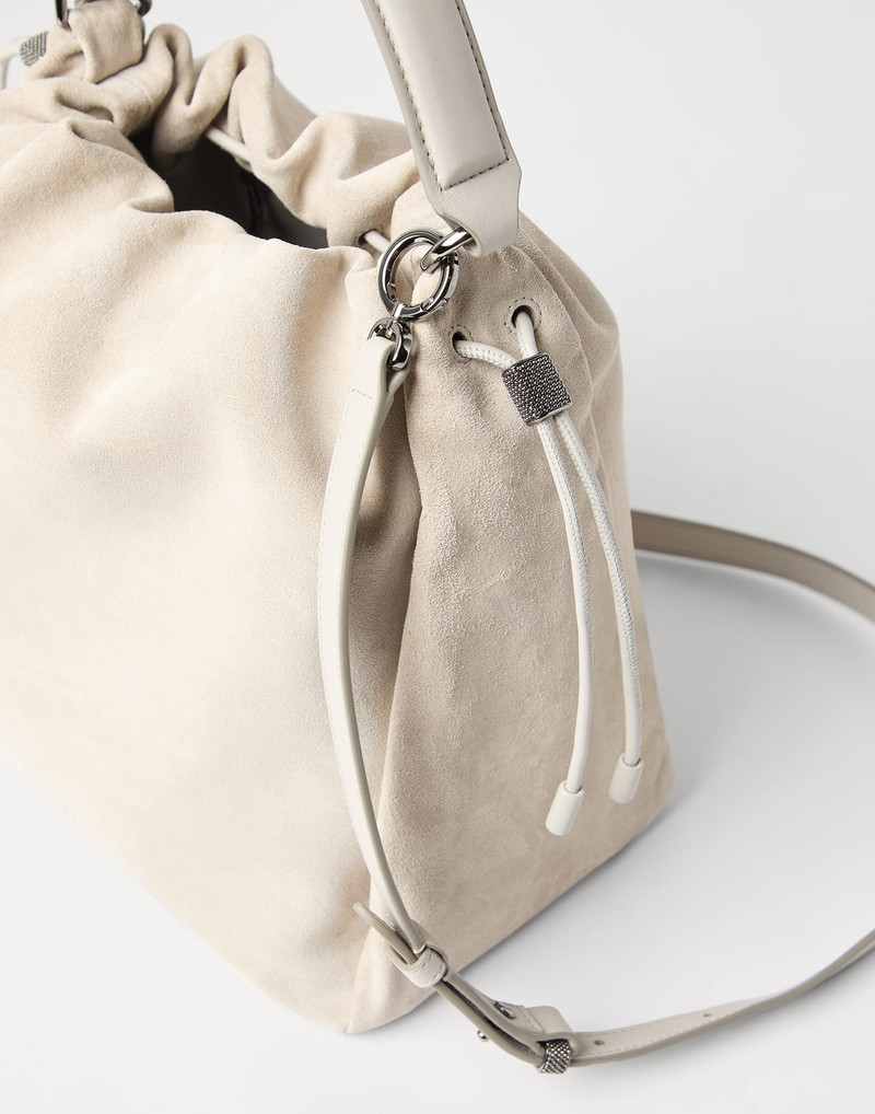 Sueded calfskin bucket bag with monili 3