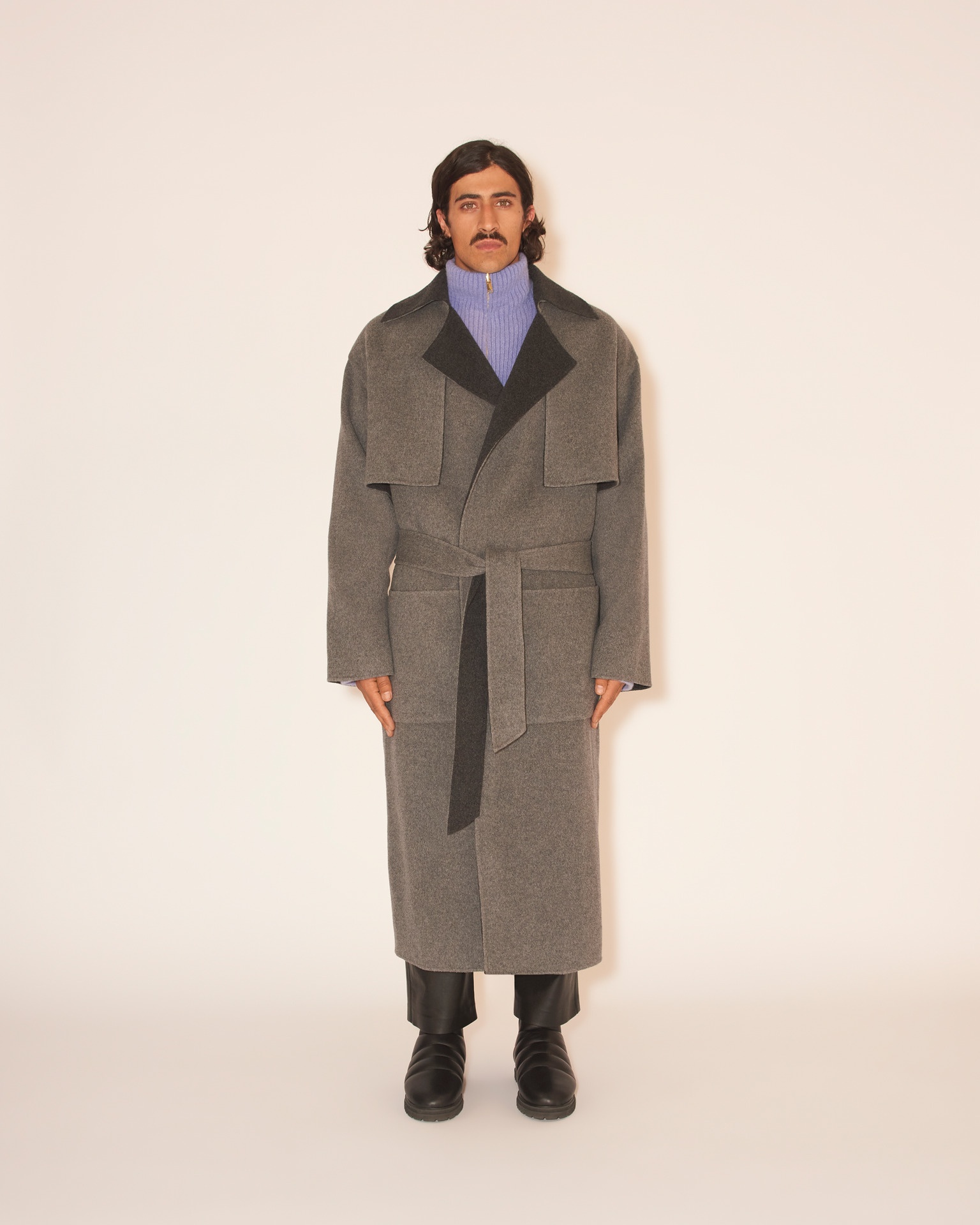 KENNO - Belted coat - Grey/charcoal - 2