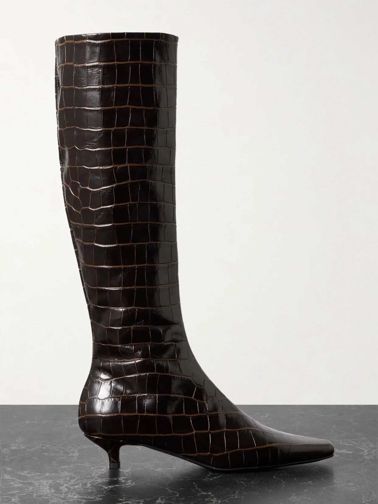 + Net Sustain The Slim Croc-effect Leather Knee Boots - 1