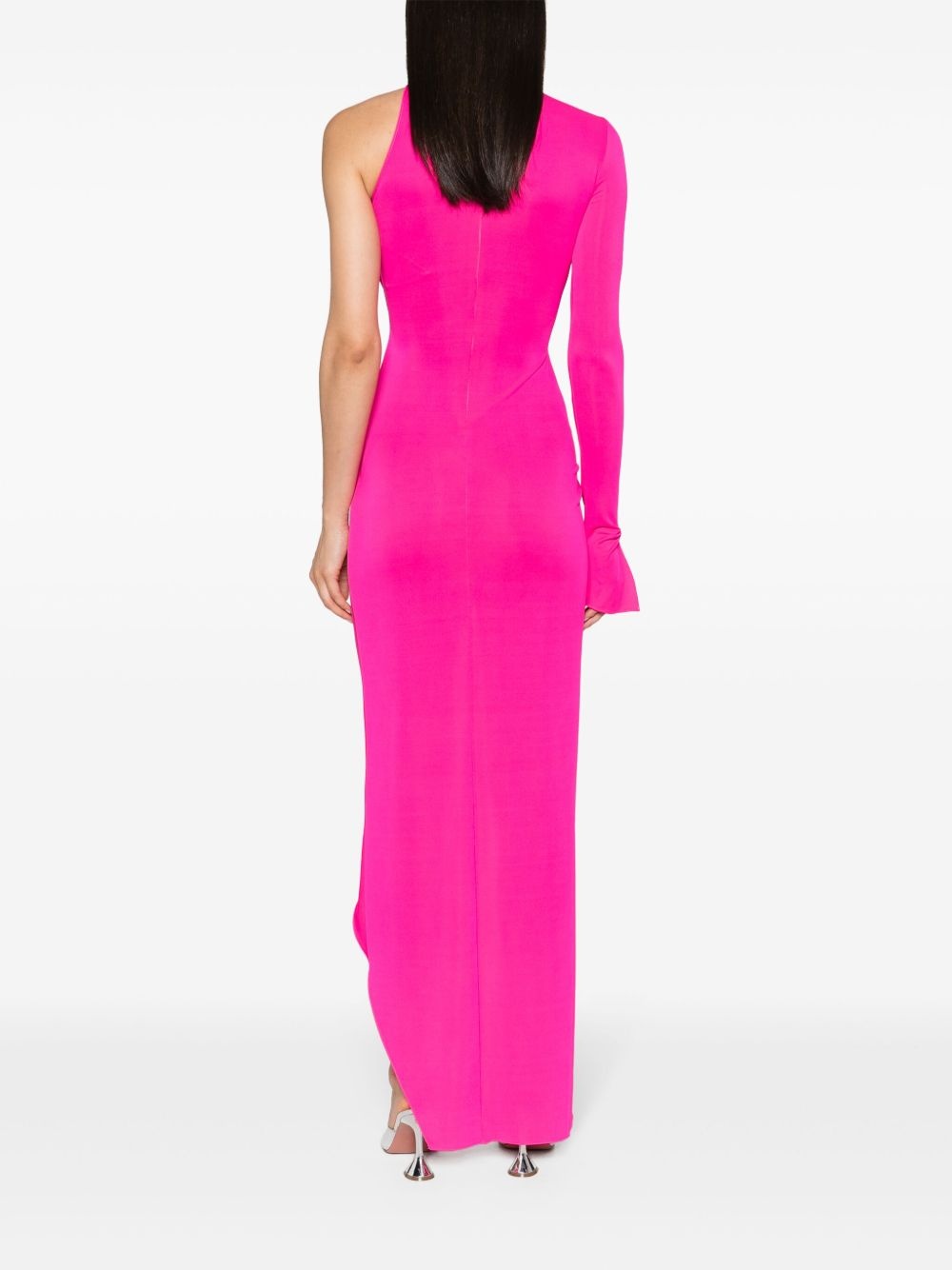 floral-appliqué ruched gown - 4