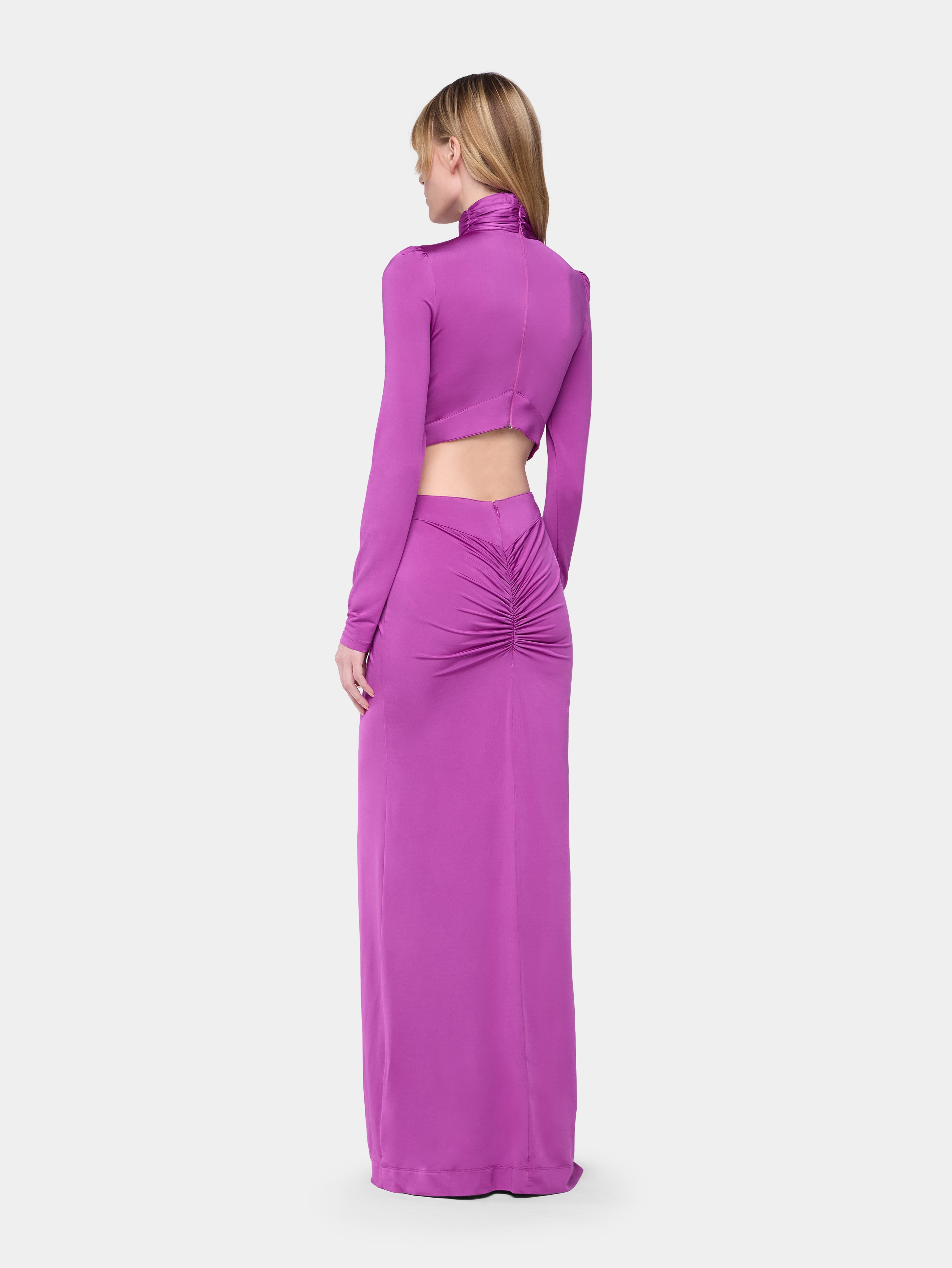 FUCHSIA LONG DRESS IN JERSEY - 4