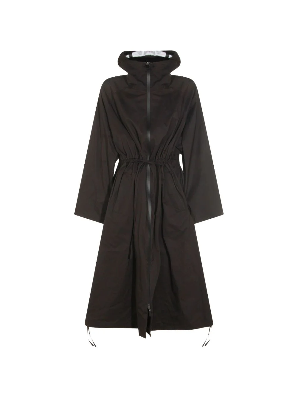 drawstring-waist hooded coat - 1