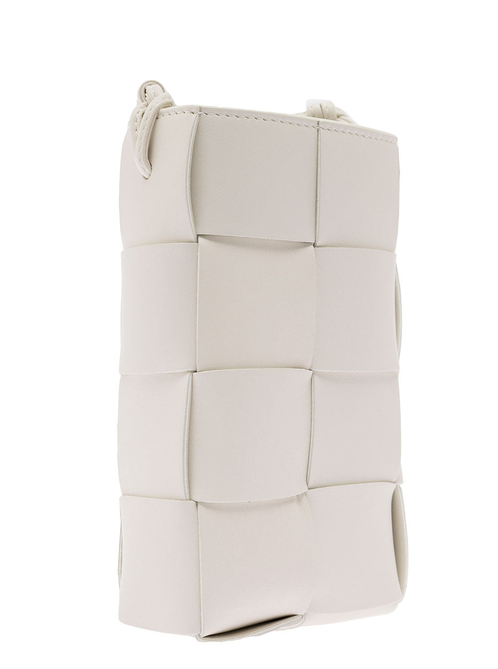 Bottega Veneta Women 'Phone Pouch' White Shoulder Bag With Knot Details In Intreccio Nappa Leather W - 2