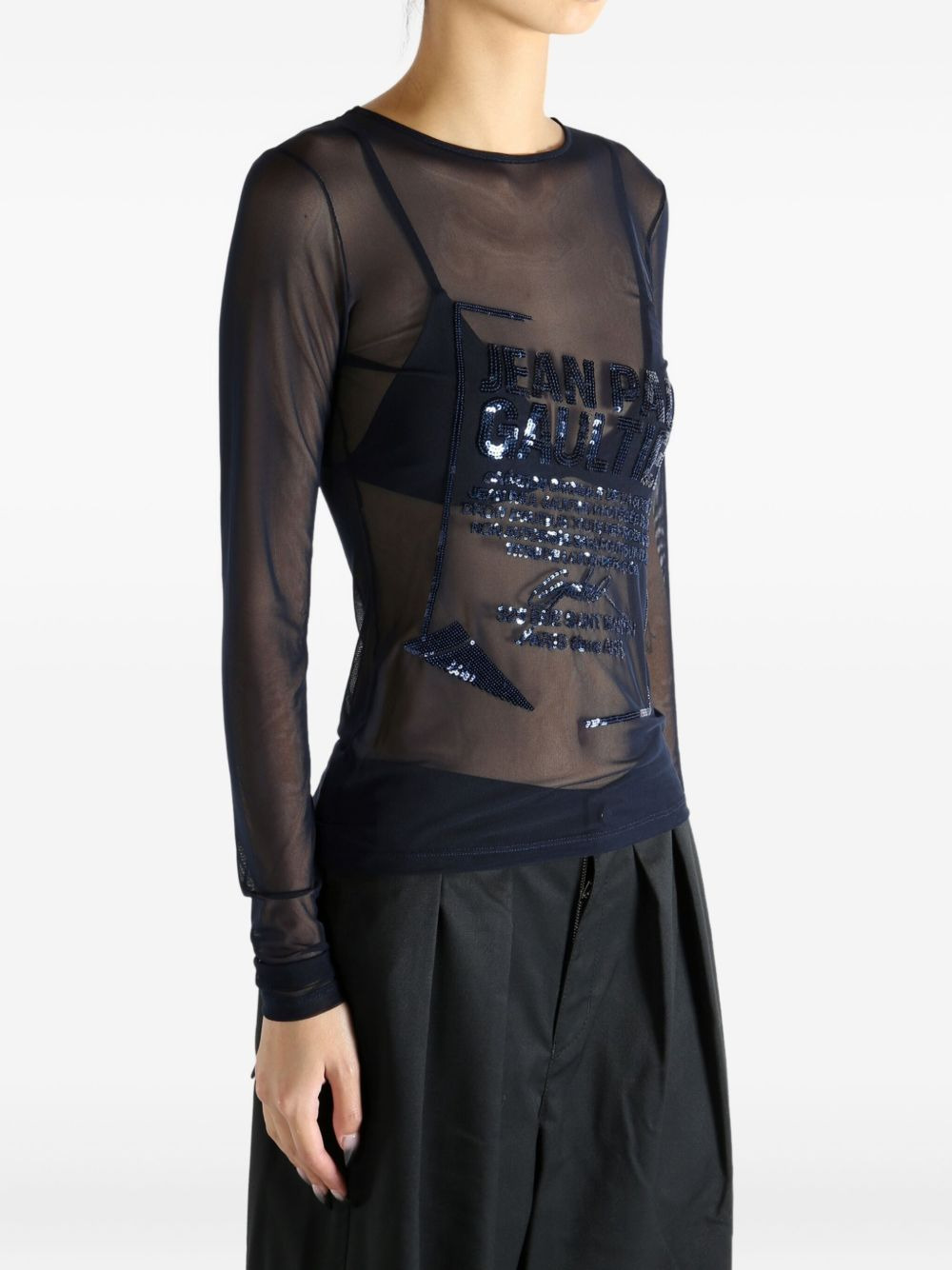 sequin-embellished mesh top - 3