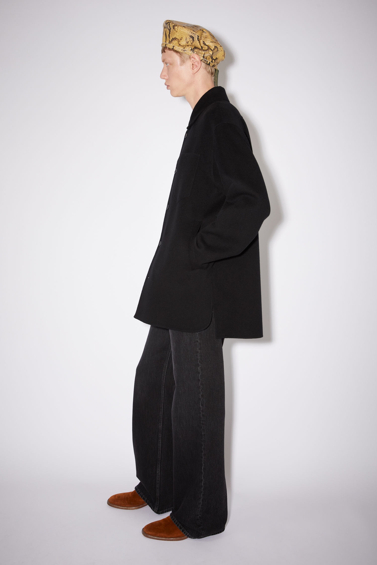 Wool shirt jacket - Black - 4