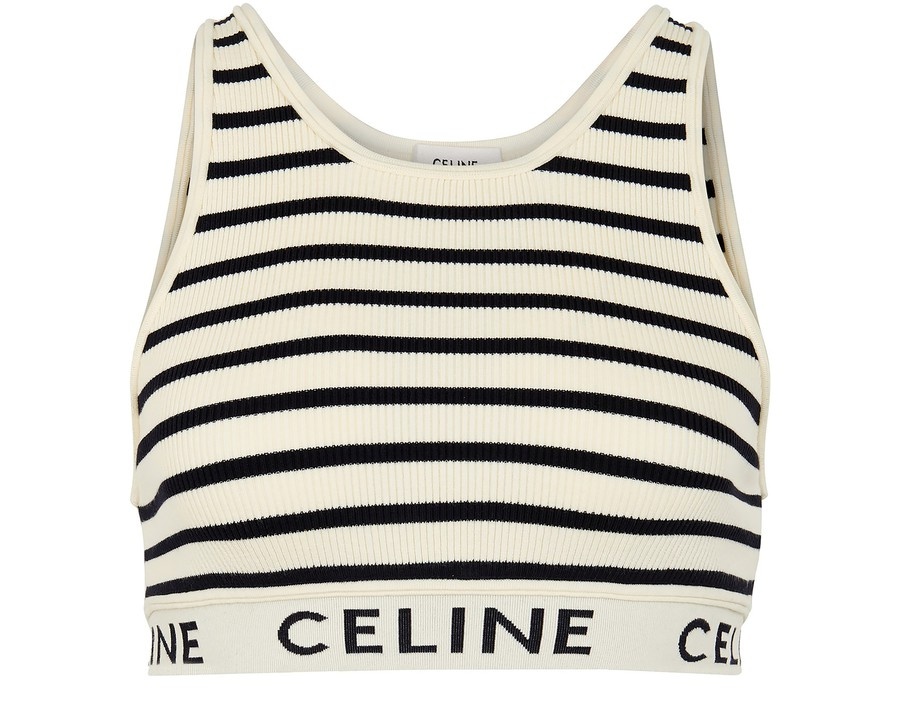 CELINE SPORTS BRA IN ATHLETIC KNIT BLACK / CREAM SIZE XS *Brand