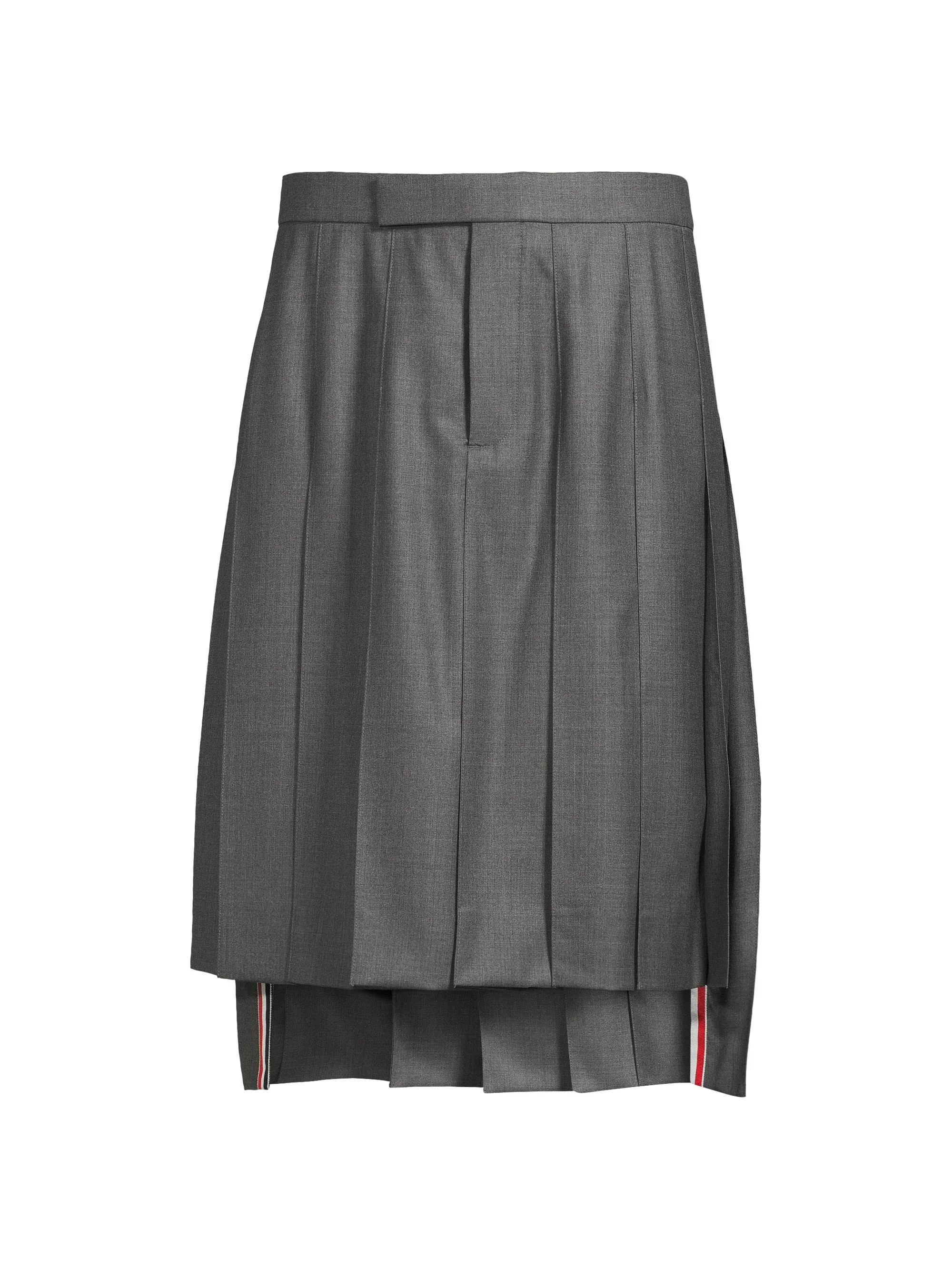 Men's Pleated Wool Twill Skirt - Grey - 1