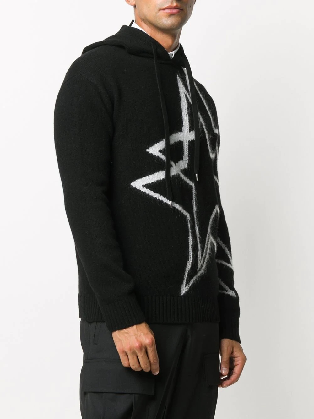 star intarsia knitted hoodie - 3