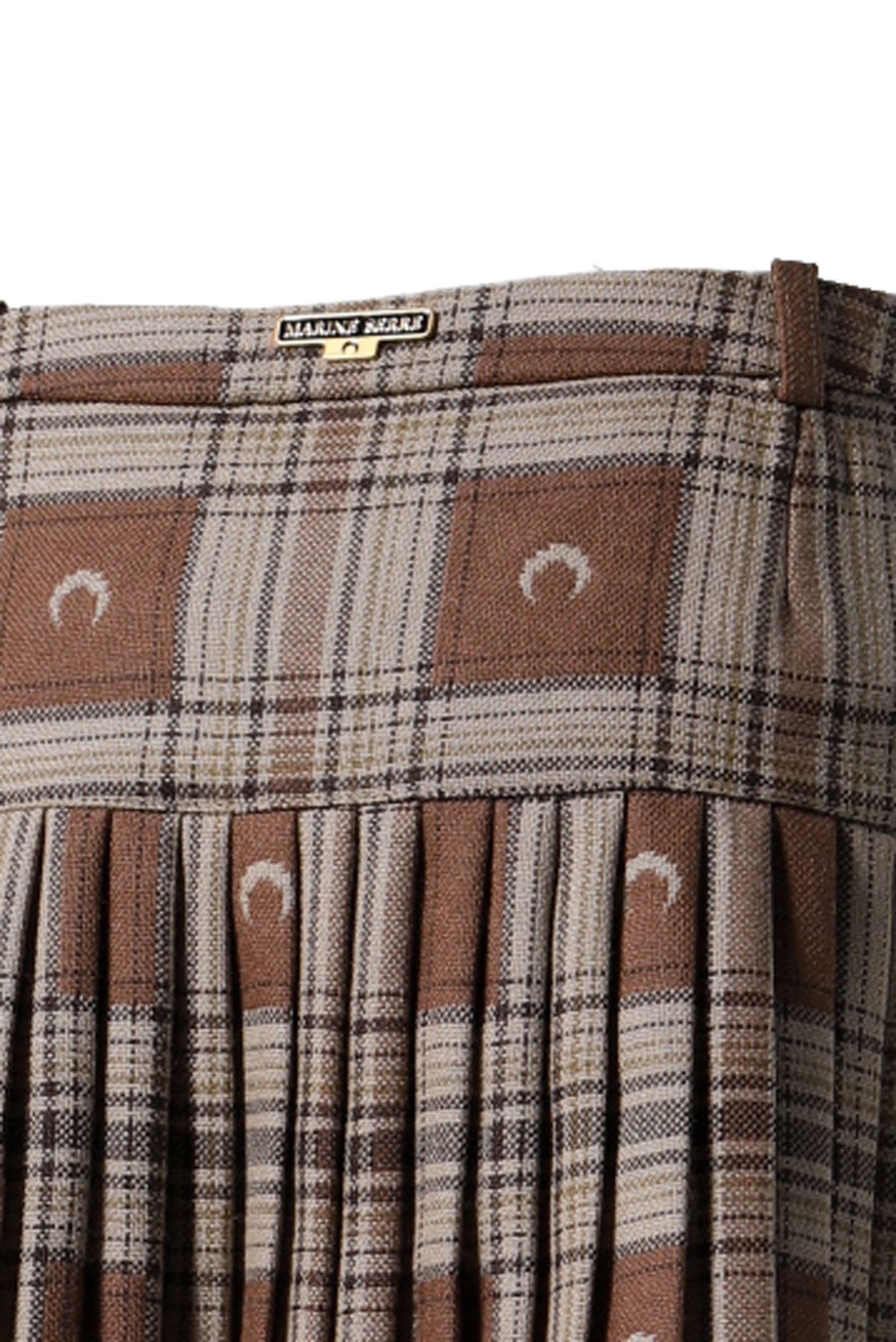 MOON CHECKS JACQUARD PLEATED SKIRT / BRW - 9