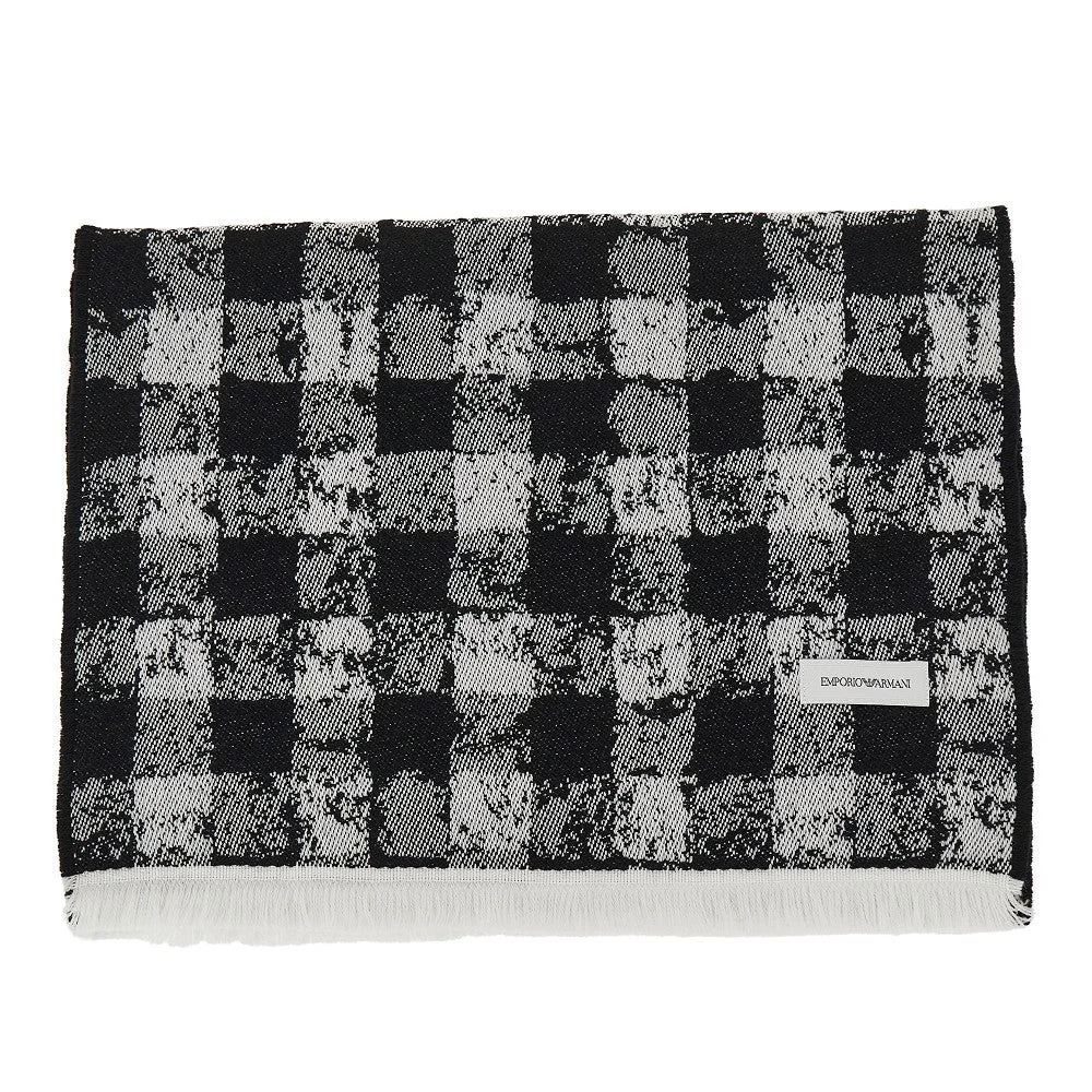 KNITTED SCARF WITH CHECK MOTIF - 1