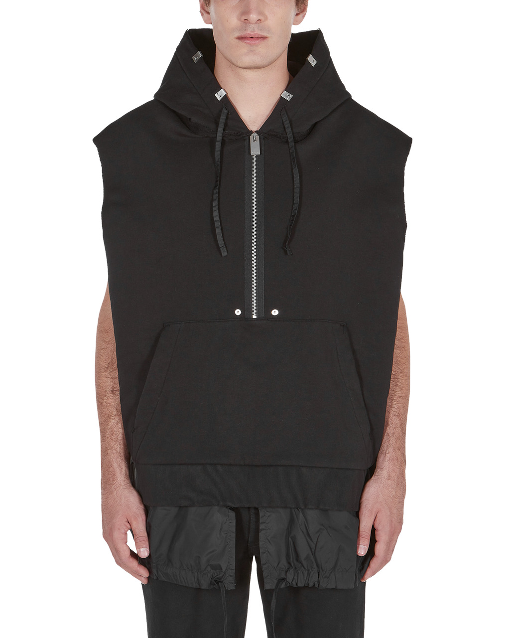 SLEEVELESS TREATED HOODIE - 2