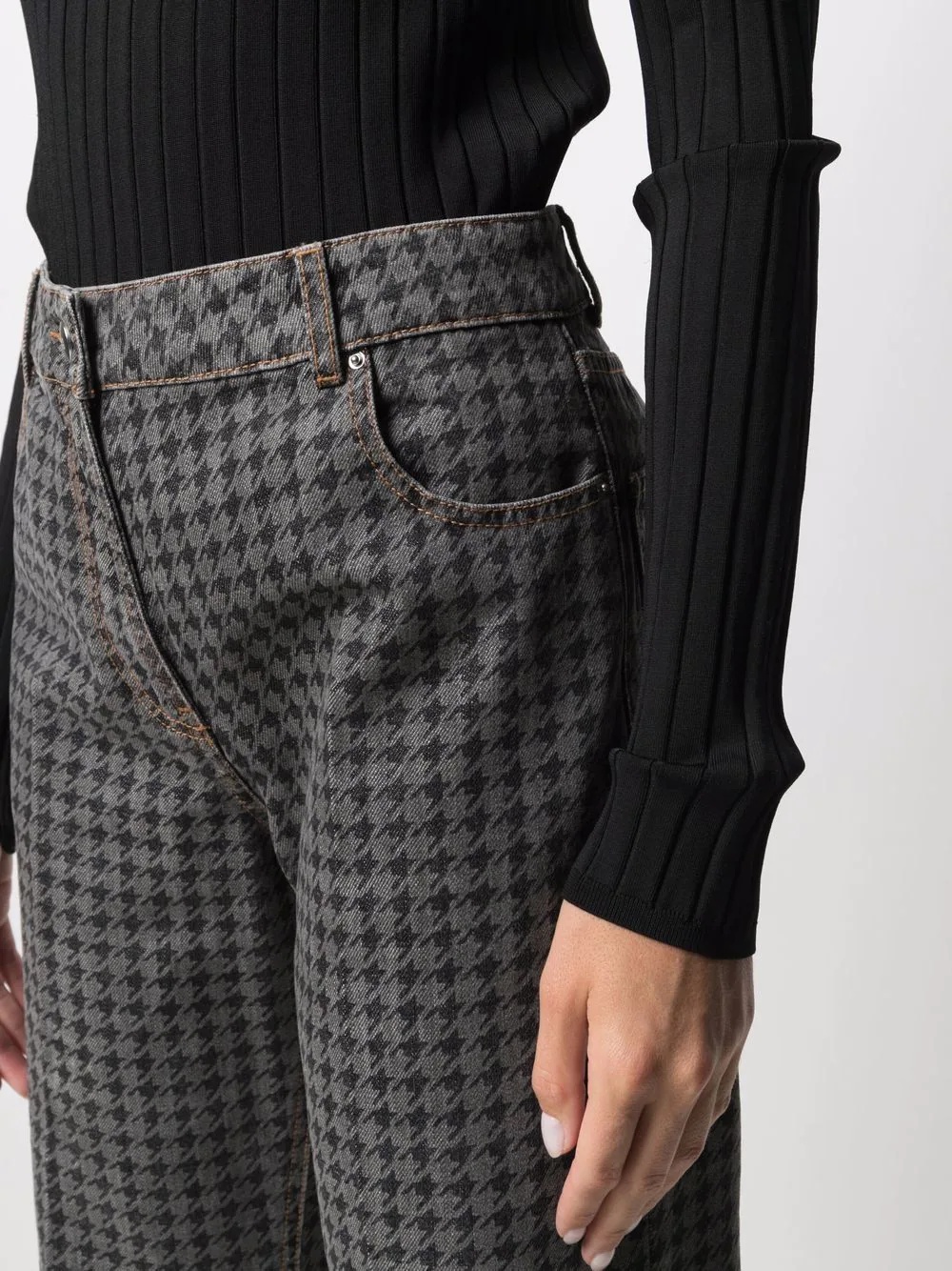 houndstooth-print straight-leg jeans - 5