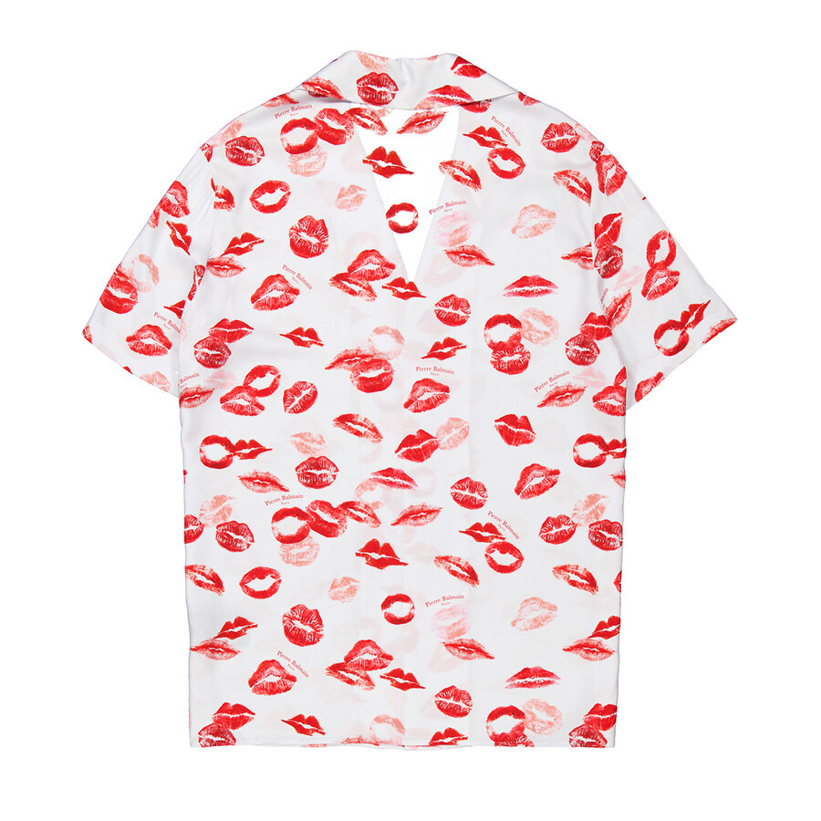 Balmain Twill Pyjama Shirt With Kiss Print - 7