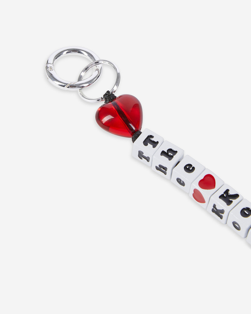 WHITE AND RED BEADED BAG CHARM 3