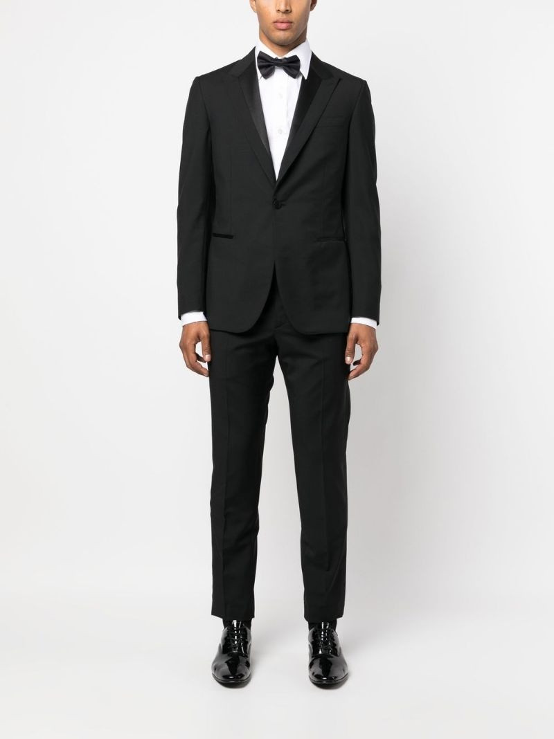 Brioni single-breasted silk-trim suit outlook