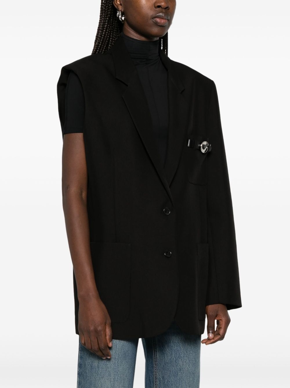 one-arm belted pocket blazer - 3
