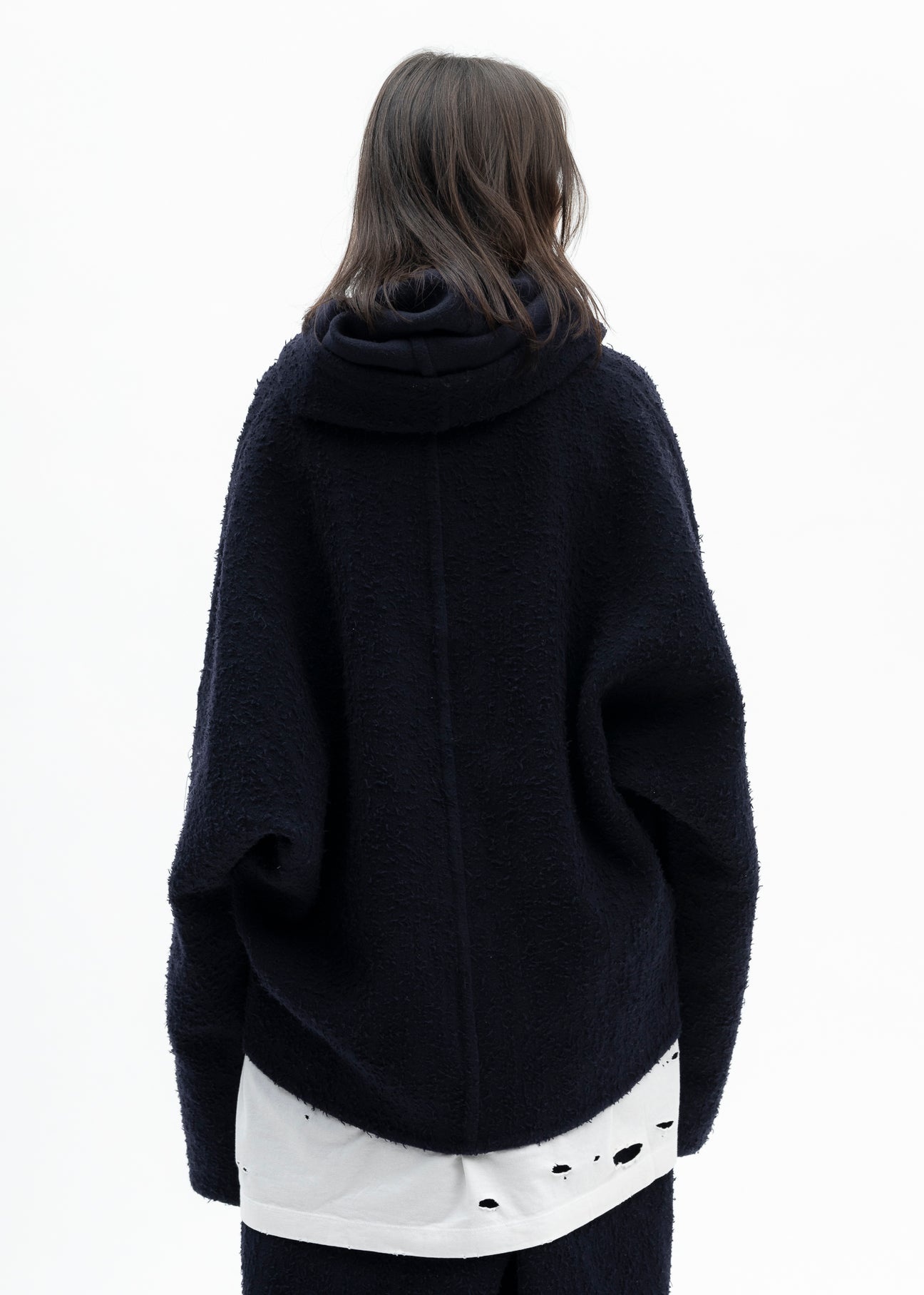 NAVY REVERSIBLE SEWING HOODIE - 4
